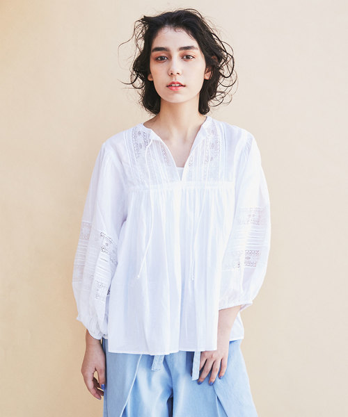 NE QUITTEZ PAS!（ヌキテパ）の「ne Quittez pas/フロントリボンブラウス（シャツ/ブラウス・レディース・ホワイト/ネイビー・FREE）」の6枚目の写真