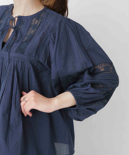 NE QUITTEZ PAS!（ヌキテパ）の「ne Quittez pas/フロントリボンブラウス（シャツ/ブラウス・レディース・ホワイト/ネイビー・FREE）」の16枚目の写真