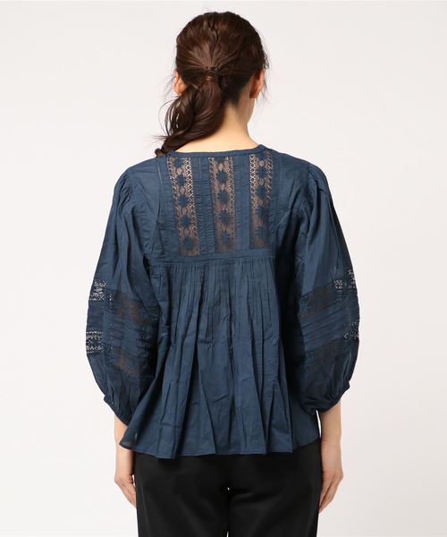 NE QUITTEZ PAS!（ヌキテパ）の「ne Quittez pas/フロントリボンブラウス（シャツ/ブラウス・レディース・ホワイト/ネイビー・FREE）」の4枚目の写真