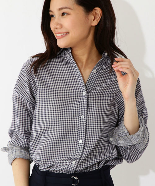 22 OCTOBRE（ヴァンドゥ－オクトーブル）の「◆リバーシブルギンガムシャツ（シャツ/ブラウス・レディース・ブラック/ネイビー・38）」の2枚目の写真
