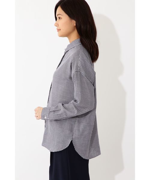 22 OCTOBRE（ヴァンドゥ－オクトーブル）の「◆リバーシブルギンガムシャツ（シャツ/ブラウス・レディース・ブラック/ネイビー・38）」の5枚目の写真