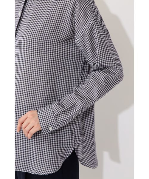 22 OCTOBRE（ヴァンドゥ－オクトーブル）の「◆リバーシブルギンガムシャツ（シャツ/ブラウス・レディース・ブラック/ネイビー・38）」の7枚目の写真