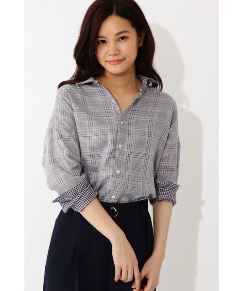 22 OCTOBRE（ヴァンドゥ－オクトーブル）の「◆リバーシブルギンガムシャツ（シャツ/ブラウス・レディース・ブラック/ネイビー・38）」の9枚目の写真