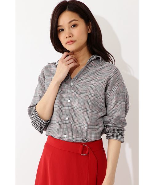 22 OCTOBRE（ヴァンドゥ－オクトーブル）の「◆リバーシブルギンガムシャツ（シャツ/ブラウス・レディース・ブラック/ネイビー・38）」の16枚目の写真