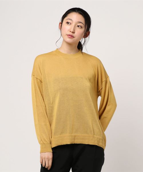 SEVENDAYS=SUNDAY(セブンデイズサンデイ)の「フレンチリネンクル-ネックニットプルオ-バ-(ニット/セーター)」|イエロー
