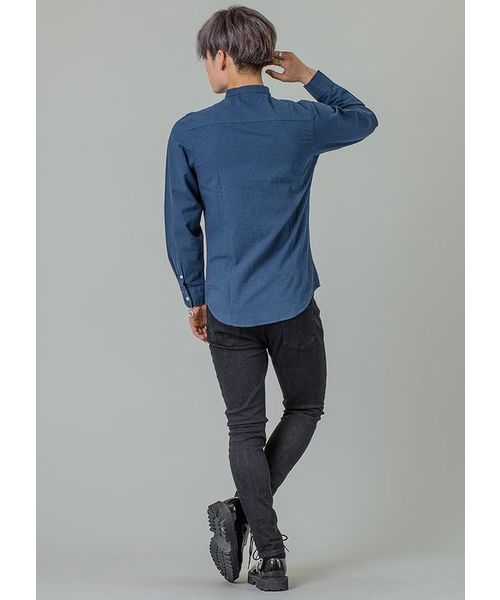 EVOLUTION(エボリューション)の「大人のシンプルなバンドカラーシャツ リネンシャツ(シャツ/ブラウス・メンズ・ホワイト/ベージュ/ネイビー・MEDIUM/LARGE/X-LARGE)」の7枚目の写真