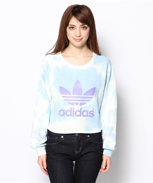 adidas Originals（アディダスオリジナルス）の「アディダス オリジナルス タイダイ 空柄 カットソー adidas Originals TREFOIL CREW SORA M35447（スウェット・レディース・ホワイト・SMALL/MEDIUM）」の5枚目の写真