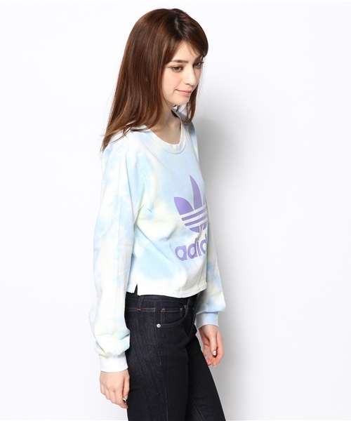 adidas Originals（アディダスオリジナルス）の「アディダス オリジナルス タイダイ 空柄 カットソー adidas Originals TREFOIL CREW SORA M35447（スウェット・レディース・ホワイト・SMALL/MEDIUM）」の6枚目の写真
