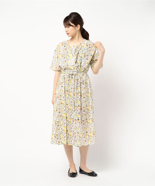 CRAFT STANDARD BOUTIQUE(クラフトスタンダードブティック)の「イロイロプリントワンピース●(ワンピース・レディース・ブラック/ネイビー/オフホワイト/オレンジ/ブルー・FREE)」の2枚目の写真