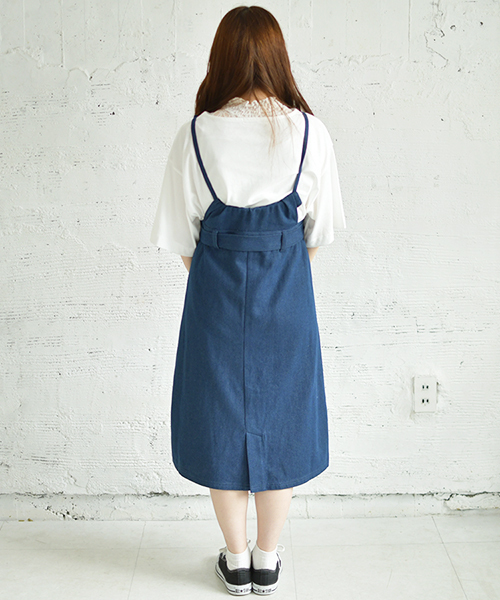 PairPair（ペアペア）の「デニムエプロンジャンスカ（ワンピース・レディース・ブルー/ライトブルー・FREE）」の14枚目の写真