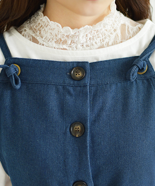 PairPair（ペアペア）の「デニムエプロンジャンスカ（ワンピース・レディース・ブルー/ライトブルー・FREE）」の7枚目の写真