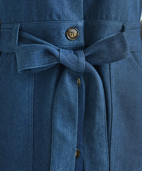 PairPair（ペアペア）の「デニムエプロンジャンスカ（ワンピース・レディース・ブルー/ライトブルー・FREE）」の6枚目の写真