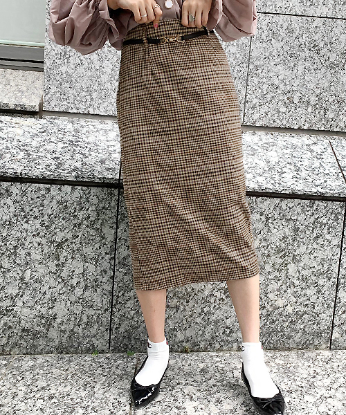 apres jour（アプレジュール）の「チェックアソートナロースカート【ZOZOTOWN限定アイテム】（スカート・レディース・ベージュ/その他/ライトブラウン・フリー）」の14枚目の写真