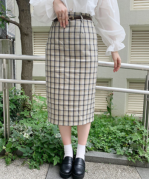 apres jour（アプレジュール）の「チェックアソートナロースカート【ZOZOTOWN限定アイテム】（スカート・レディース・ベージュ/その他/ライトブラウン・フリー）」の9枚目の写真