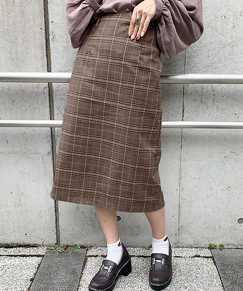 apres jour（アプレジュール）の「チェックアソートナロースカート【ZOZOTOWN限定アイテム】（スカート・レディース・ベージュ/その他/ライトブラウン・フリー）」の11枚目の写真