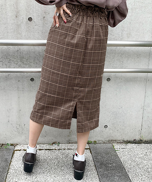 apres jour（アプレジュール）の「チェックアソートナロースカート【ZOZOTOWN限定アイテム】（スカート・レディース・ベージュ/その他/ライトブラウン・フリー）」の5枚目の写真