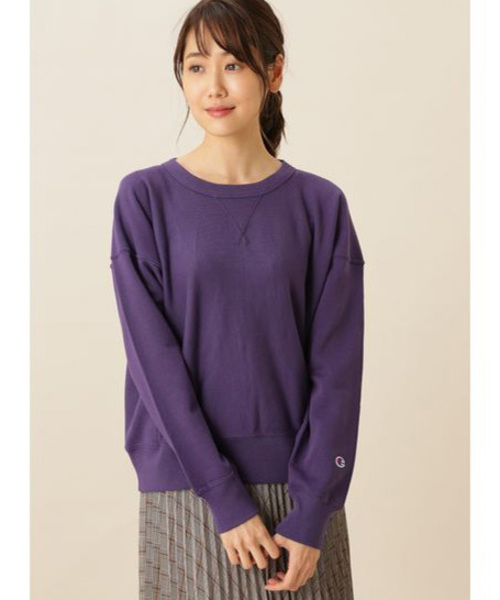 NATURAL BEAUTY BASIC（ナチュラルビューティーベーシック）の「Champion Reverse weave スウェット（スウェット・レディース・オフホワイト/ラベンダー・MEDIUM）」の2枚目の写真