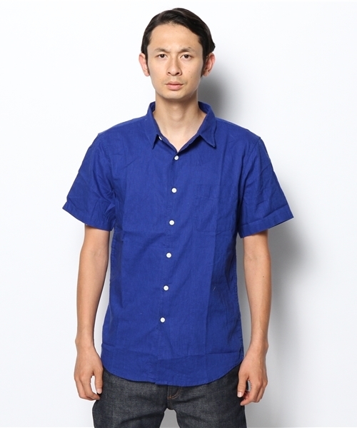 WEGO（ウィゴー）の「WEGO/コットンリネン半袖シャツ（シャツ/ブラウス・メンズ・ホワイト/カーキ/ロイヤルブルー/ライトピンク・MEDIUM/LARGE）」の12枚目の写真