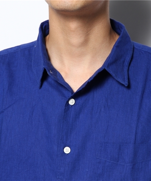 WEGO（ウィゴー）の「WEGO/コットンリネン半袖シャツ（シャツ/ブラウス・メンズ・ホワイト/カーキ/ロイヤルブルー/ライトピンク・MEDIUM/LARGE）」の9枚目の写真