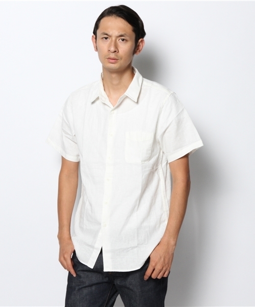 WEGO（ウィゴー）の「WEGO/コットンリネン半袖シャツ（シャツ/ブラウス・メンズ・ホワイト/カーキ/ロイヤルブルー/ライトピンク・MEDIUM/LARGE）」の16枚目の写真