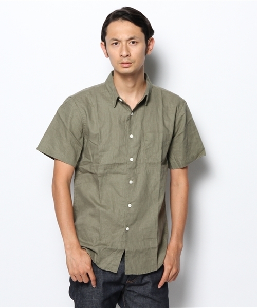 WEGO（ウィゴー）の「WEGO/コットンリネン半袖シャツ（シャツ/ブラウス・メンズ・ホワイト/カーキ/ロイヤルブルー/ライトピンク・MEDIUM/LARGE）」の14枚目の写真