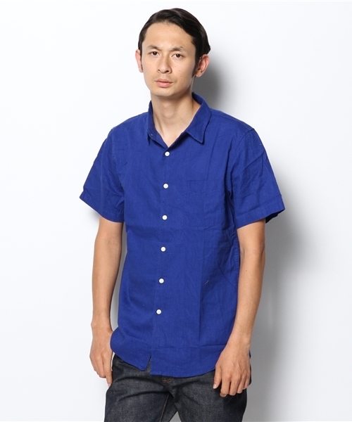 WEGO（ウィゴー）の「WEGO/コットンリネン半袖シャツ（シャツ/ブラウス・メンズ・ホワイト/カーキ/ロイヤルブルー/ライトピンク・MEDIUM/LARGE）」の13枚目の写真