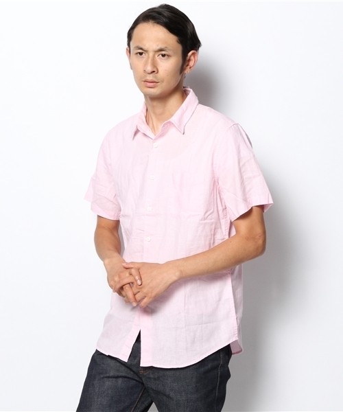 WEGO（ウィゴー）の「WEGO/コットンリネン半袖シャツ（シャツ/ブラウス・メンズ・ホワイト/カーキ/ロイヤルブルー/ライトピンク・MEDIUM/LARGE）」の15枚目の写真