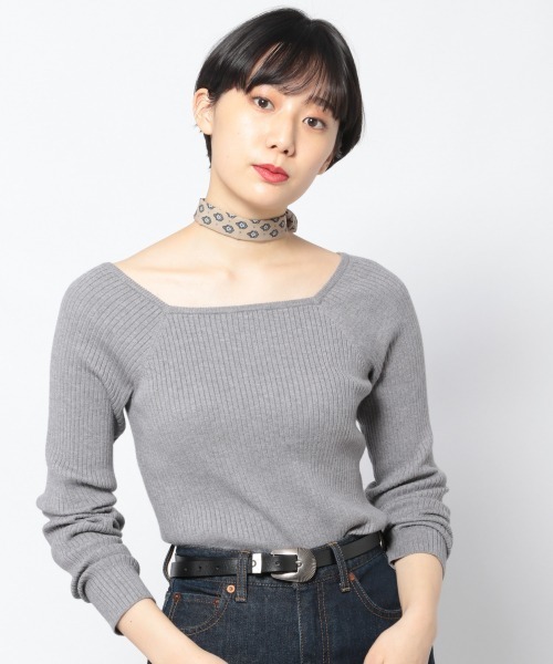 PAGEBOY(ページボーイ)の「スクエアネックリブプルオーバー(Tシャツ/カットソー・レディース・オフホワイト/モカ/グレー/ブラック・FREE)」の3枚目の写真