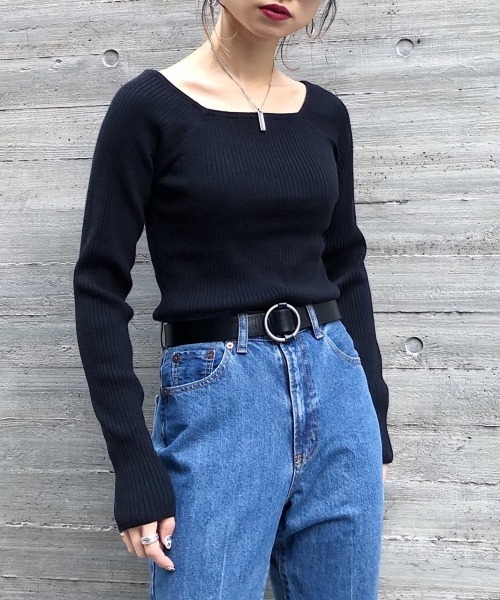 PAGEBOY(ページボーイ)の「スクエアネックリブプルオーバー(Tシャツ/カットソー・レディース・オフホワイト/モカ/グレー/ブラック・FREE)」の6枚目の写真