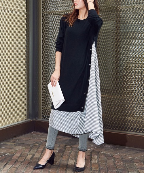 ワンピースストライプ切替チュニックワンピ ワンピース Ranan ラナン のファッション