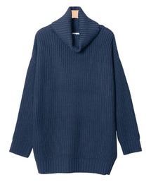 ゆったり畦編み肉厚タートルネックニット ロング丈