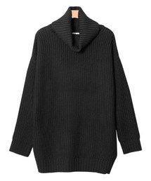 ゆったり畦編み肉厚タートルネックニット ロング丈