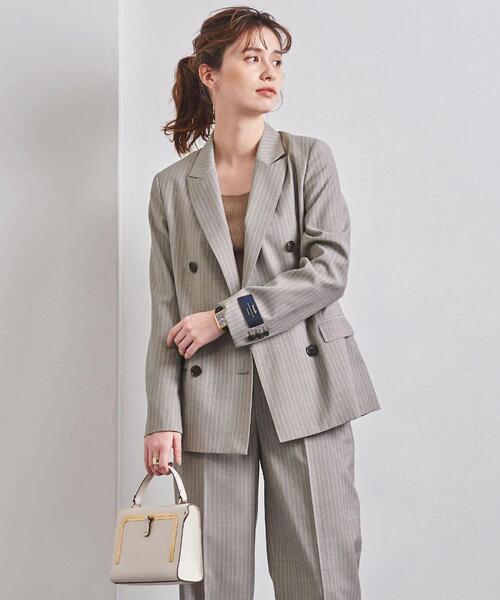 UNITED ARROWS(ユナイテッドアローズ)の「UPCB ピンストライプ ダブルボタン ジャケット(テーラードジャケット)」|ベージュ