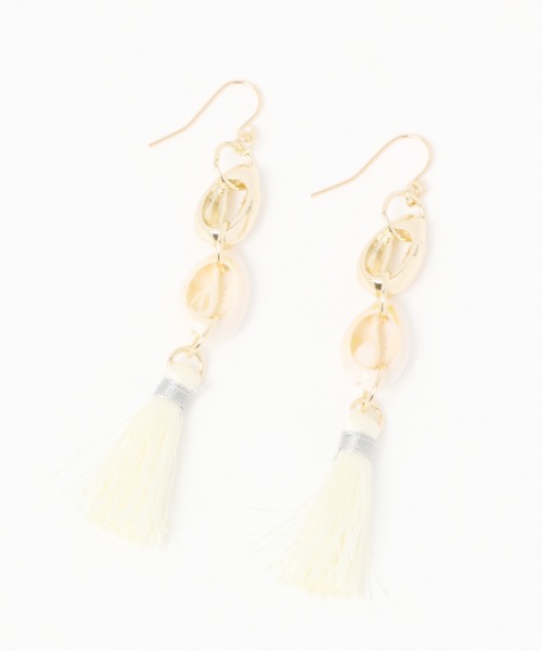 BAYFLOW（ベイフロー）の「シェルタッセルピアス（ピアス（両耳用）・レディース・オフホワイト・FREE）」の4枚目の写真