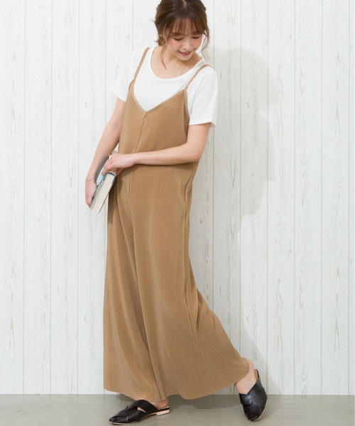 SpRay（スプレイ）の「プリーツキャミオールインワンアンサンブル（つなぎ/オールインワン・レディース・ブラック/オフホワイト/カーキ/モカ/ベージュ・FREE）」の4枚目の写真