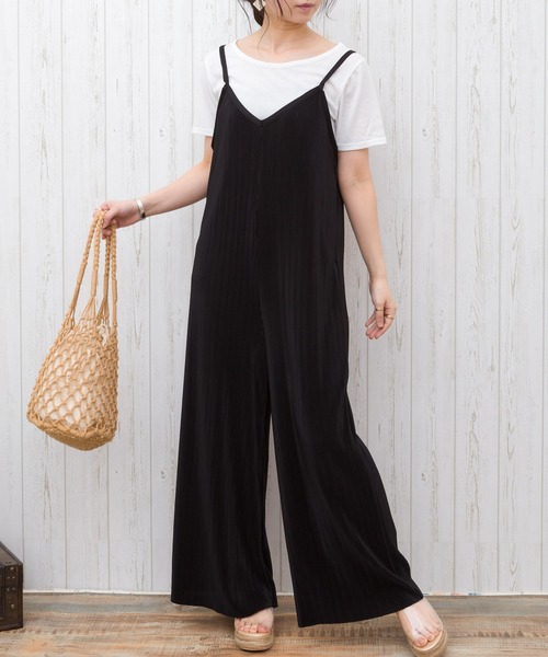 SpRay（スプレイ）の「プリーツキャミオールインワンアンサンブル（つなぎ/オールインワン・レディース・ブラック/オフホワイト/カーキ/モカ/ベージュ・FREE）」の18枚目の写真