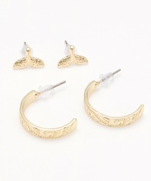 【Kahiko】ハワジュ風ホエールテールピアス4点セット