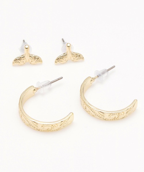 Kahiko(カヒコ)の「【Kahiko】ハワジュ風ホエールテールピアス4点セット(ピアス(両耳用)・レディース・シルバー/ゴールド・FREE)」の2枚目の写真