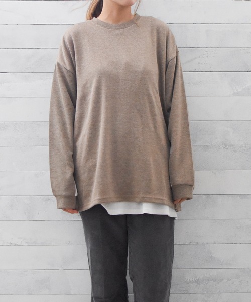 TRAP/U （トラップユー）の「【69】【TRAP/U】サイドボタン　長袖カットソー（Tシャツ/カットソー・レディース・チャコールグレー/ブラック/ベージュ/カーキ・LARGE/MEDIUM）」の18枚目の写真