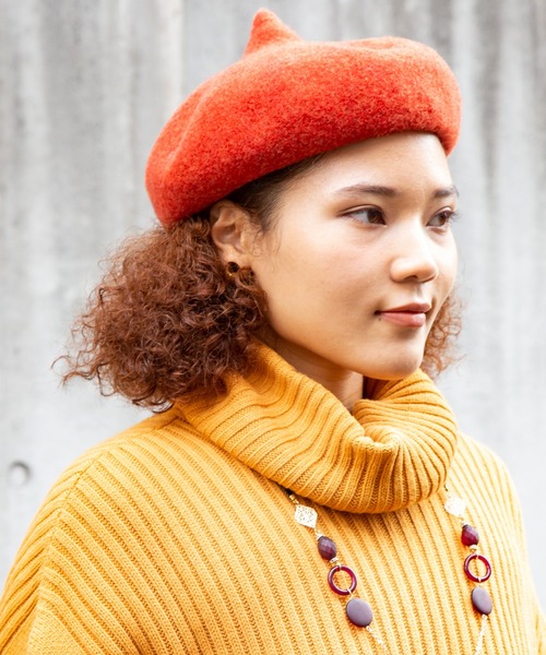 チャイハネ（チャイハネ）の「【チャイハネ】チョマベレー帽（ハンチング/ベレー帽・レディース・ブラック/ベージュ/カーキ/イエロー/オレンジ/ワイン/ターコイズブルー/ネイビー/グリーン/ダークオレンジ/オレンジ系その他/マスタード/パープル/オフホワイト/ライトグレー/ブラウン/パープル系その他/レッド・FREE）」の16枚目の写真