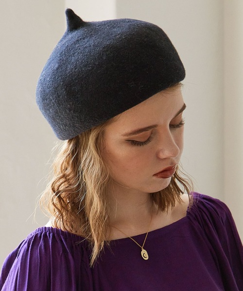 チャイハネ（チャイハネ）の「【チャイハネ】チョマベレー帽（ハンチング/ベレー帽・レディース・ブラック/ベージュ/カーキ/イエロー/オレンジ/ワイン/ターコイズブルー/ネイビー/グリーン/ダークオレンジ/オレンジ系その他/マスタード/パープル/オフホワイト/ライトグレー/ブラウン/パープル系その他/レッド・FREE）」の3枚目の写真