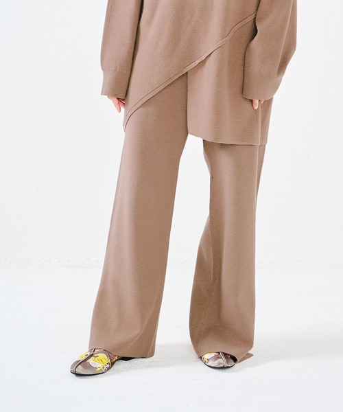 CONSCIOUS DAY（コンシャスデイ）の「スリットニットワイドパンツ CD0114（その他パンツ・レディース・カーキ/ブラック/ブラウン・ﾌﾘ-）」の3枚目の写真