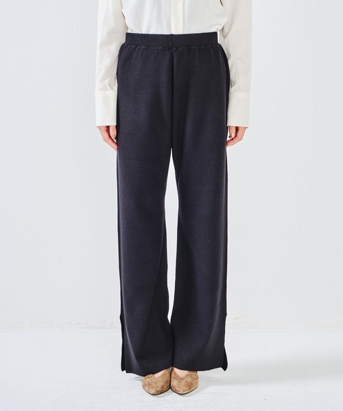 CONSCIOUS DAY（コンシャスデイ）の「スリットニットワイドパンツ CD0114（その他パンツ・レディース・カーキ/ブラック/ブラウン・ﾌﾘ-）」の4枚目の写真