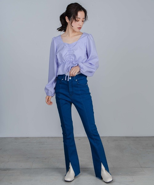 WEGO（ウィゴー）の「WEGO/センタースリットフレアパンツ（デニムパンツ・レディース・インディゴブルー/ブラック・FREE）」の15枚目の写真