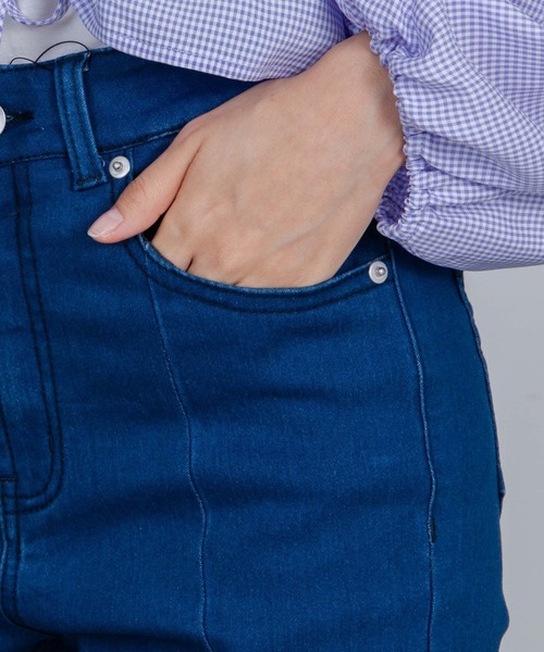 WEGO（ウィゴー）の「WEGO/センタースリットフレアパンツ（デニムパンツ・レディース・インディゴブルー/ブラック・FREE）」の12枚目の写真