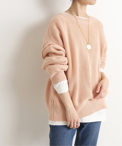 SLOBE IENA 14G片畦2WAYニット ピンク SLOBE IENA（スローブイエナ）の「14G片畦2WAYニット