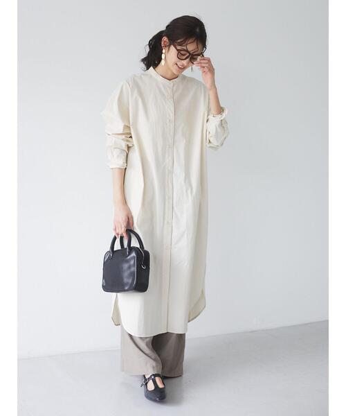 CRAFT STANDARD BOUTIQUE（クラフトスタンダードブティック）の「バンドカラーシャツワンピース　＊（シャツワンピース・レディース・アイボリー/ベージュ/ブルー系その他4/ホワイト系その他6/ブルー系その他6・FREE）」の6枚目の写真