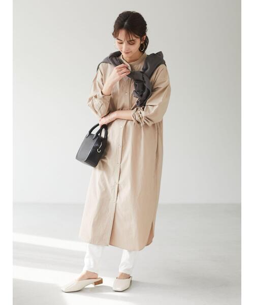 CRAFT STANDARD BOUTIQUE（クラフトスタンダードブティック）の「バンドカラーシャツワンピース　＊（シャツワンピース・レディース・アイボリー/ベージュ/ブルー系その他4/ホワイト系その他6/ブルー系その他6・FREE）」の7枚目の写真