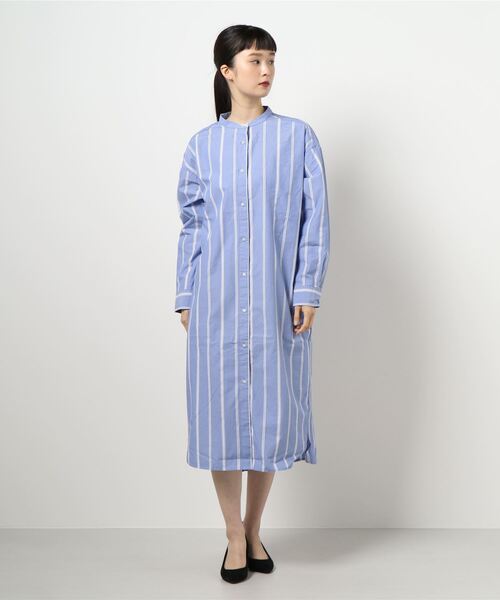 CRAFT STANDARD BOUTIQUE（クラフトスタンダードブティック）の「バンドカラーシャツワンピース　＊（シャツワンピース・レディース・アイボリー/ベージュ/ブルー系その他4/ホワイト系その他6/ブルー系その他6・FREE）」の21枚目の写真