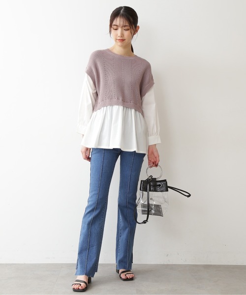 FREE'S MART(フリーズマート)の「【Sシリーズ対応】◆ピンタック前後差フレアデニム(デニムパンツ・レディース・ブルー/ホワイト系その他/パープル系その他・SMALL/MEDIUM)」の10枚目の写真